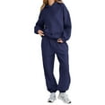 thumbnail image 2 of Nokdvo Woman Sets 2 Piece Outfits Plus Size Long Sleeve Casual Hoodie Sweatsuit Ribbed Sweatpants Tracksuit with Pockets,Dark Blue M, 2 of 5