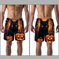 thumbnail image 3 of luoweisi Men's Beach Shorts Quick Dry Swim Trunks with Mesh Lining Halloween Black Cat 2XL, 3 of 5