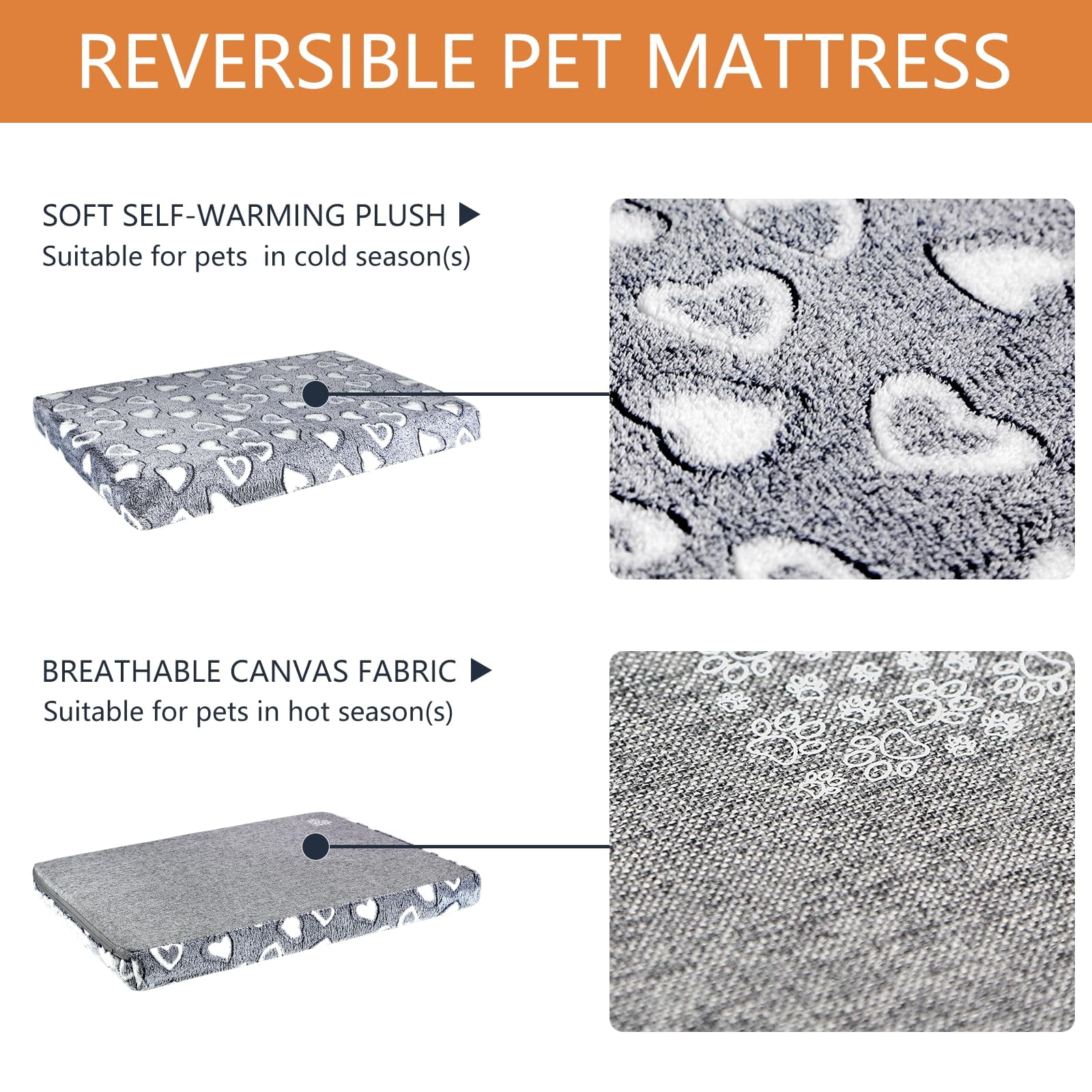 Dog Crate Mat - Reversible Cool & Warm Stylish Bed  Waterproof Machine Washable Supports Small To Xxl Dogs Grey
