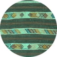 thumbnail image 1 of Ahgly Company Indoor Round Abstract Turquoise Blue Contemporary Area Rugs, 7' Round, 1 of 4
