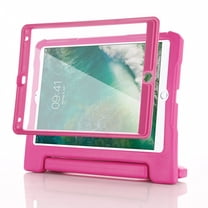 ELEHOLD for iPad 6th 5th Generation Pro 9.7 Inch Rugged Full Body Case,Kids Friendly EVA Foam Cover with Built-in Screen Protector Kickstand Function Handle Grip Shockproof Protective Case,Rose