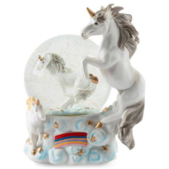 Mystical Unicorns Figurine 100MM Water Globe Plays Tune You Are My Sunshine