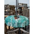thumbnail image 2 of Outdoor Tablecloth with Umbrella Hole for Patio/Picnic/Party/Camping, Summer Coastal Waterproof Table Cloth Round Cover Washable, Ocean Compass Starfish Shell Conch Blue Green (Dia 60"), 2 of 8