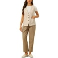 thumbnail image 2 of INSPIRE CHIC Button Down Vest for Women Linen Sleeveless V Neck Summer Waistcoat XS Khaki, 2 of 6