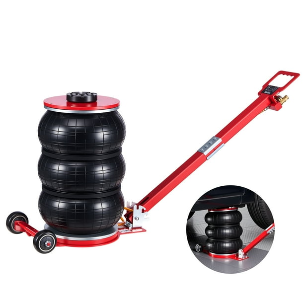 Gato neumático VEVOR, 5 toneladas/11023 libras, triple bolsa de aire con seis tubos de acero, elevación de hasta 464 mm, elevación neumática rápida de 4 a 10 segundos con mango largo ajustable