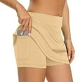thumbnail image 2 of Fgnfyis Women's Casual Solid Tennis Skirt Yoga Sport Skirt with Built In Shorts for Comfortable Wear Khaki XXXL, 2 of 9