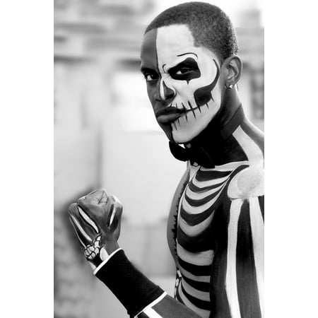 LAMINATED POSTER Scary Halloween Skeleton Face Painting Male Model Poster Print 24 x 36