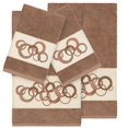 thumbnail image 2 of Authentic Hotel and Spa  Turkish Cotton Circles Embroidered Latte Brown 4-piece Towel Set, 2 of 5