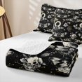 thumbnail image 4 of Homewish Gothic Moths Skull Twin Quilt Set,Moon Floral Twin Coverlet Set,Cream Black,Halloween Duvet,2-Piece, 4 of 7