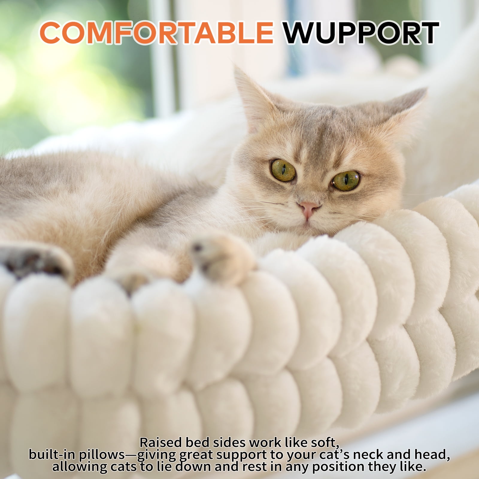 CheerPals Cat Window Perch, 23*15in Double-Layer Foldable Pet Hammock for Wall with Suckers for indoor(Medium,White)