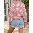 thumbnail image 5 of Women'S Oversized Cropped Cardigan Sweater Open Front Long Sleeve Button Down Knit Outwear Pink M, 5 of 6