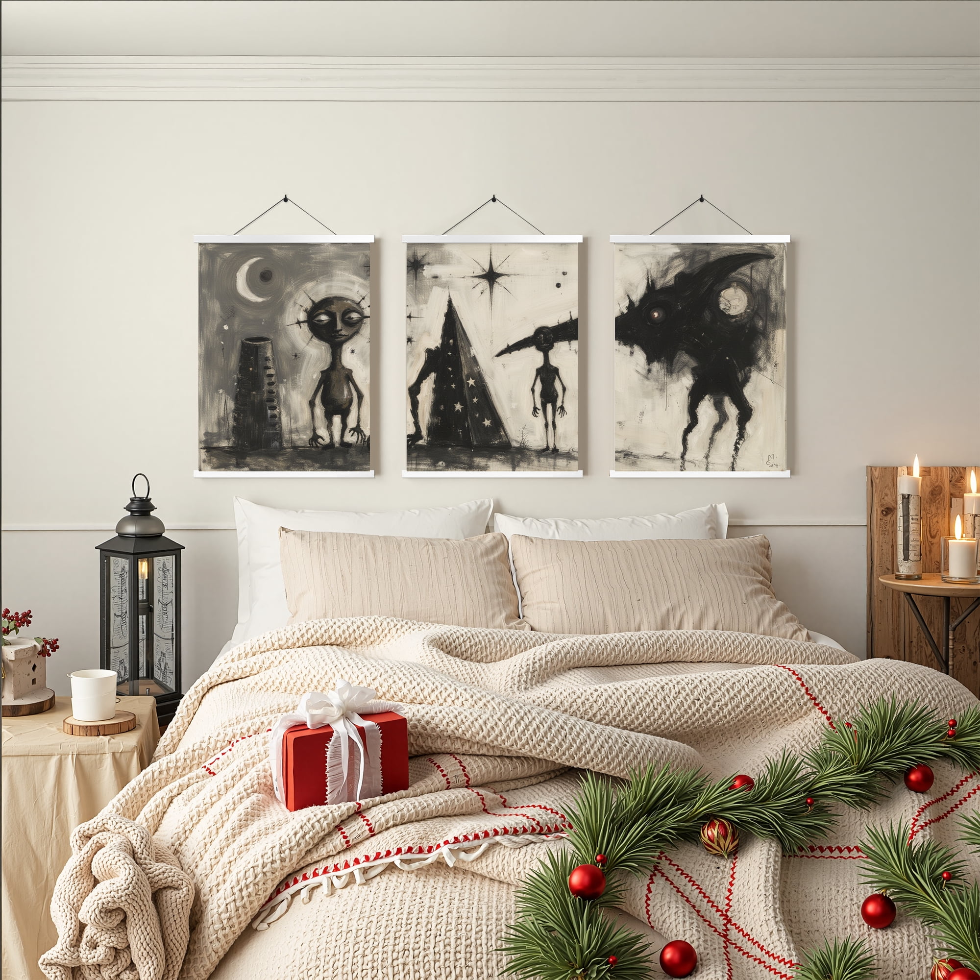MAYEERTY Modern Abstract Wall Art Painting, Living Room Decor, White Hanging Rod Frame, 23.6"x15.8"