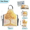 thumbnail image 3 of 5 Pcs Kitchen Set Heat Resistant Oven Mitts and Non-Slip Pot Holders with Adjustable Cooking Apron Golden Tree with Leaf, 3 of 6