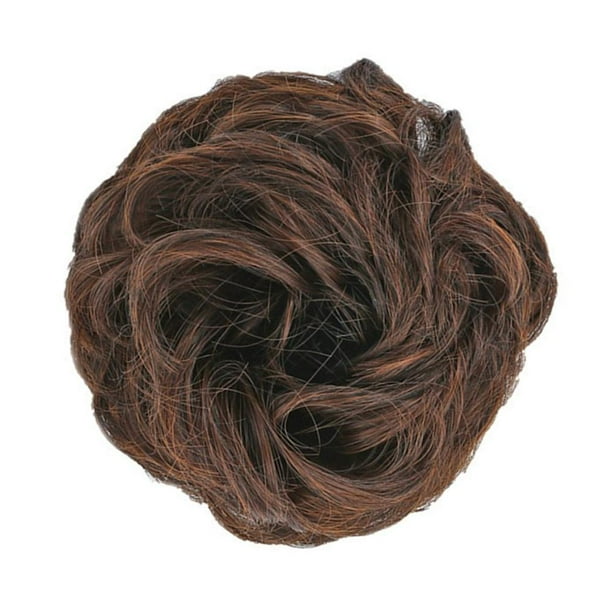 TQEHS Coletero de pelo rizado desordenado con forma de moño y extensiones de pelo natural con mechones falsos n,3294au N5Q7