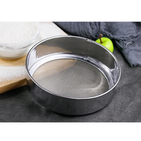 OFFIGAM 2pcs Stainless Steel Fine Mesh Strainer and Flour Sifter Baking Tool Set for Home Bakers and Cooking
