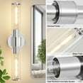 thumbnail image 7 of Deyidn 19.84" Chrome Modern Wall Sconce - 2-Light Dimmable Bathroom Vanity Light with Transparent Glass Shade, 7 of 7