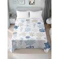 thumbnail image 4 of Navy Blue Coastal Flat Sheet Only Twin Size, Soft Breathable Bed Top Sheets for Mattress, Nautical Summer Beach Coral Sea Turtle Luxury Bedding Flat Sheets for Home Hotel Bedroom Bed Protection, 4 of 9