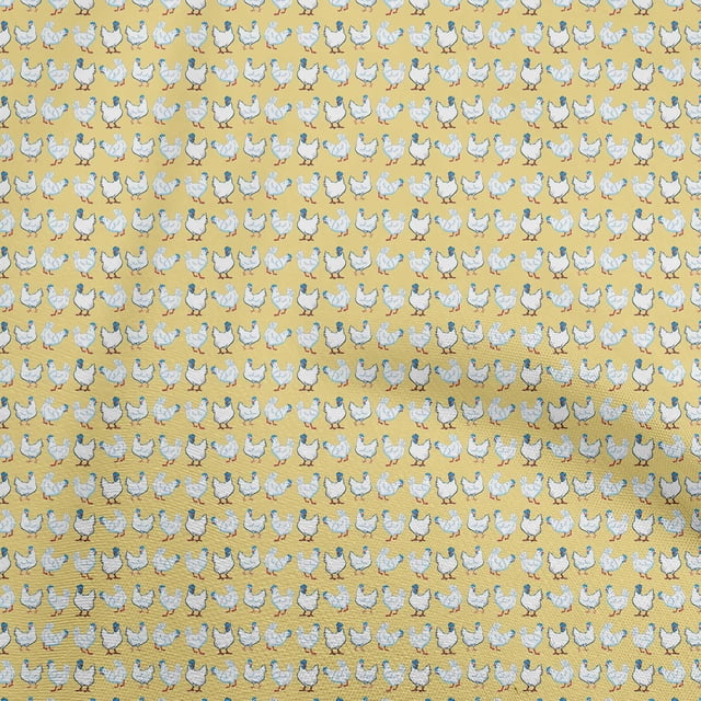 oneOone Velvet Yellow Fabric Birds Rooster Craft Projects Decor Fabric Printed By The Yard 58 Inch Wide