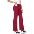 thumbnail image 2 of EDFBUYKRS Female Women Pants Casual Black Wide Leg Dress Pants for Women Petite Bootcut Dress Pants for Women Solid High Waisted Straight Pant Regular Business Casual Work Trousers with Pockets S, 2 of 7