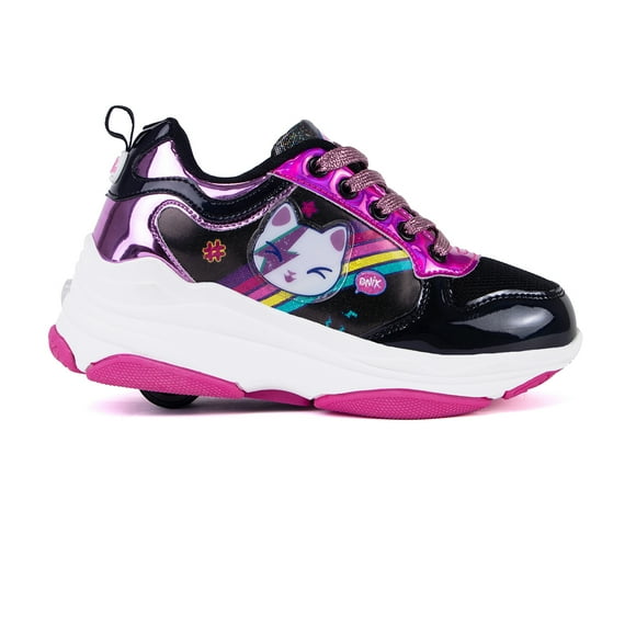 Tenis Patín Onix Unicornio Rock Roller Skate Cats Negro Shine Con Rueda Retráctil Para Niña
