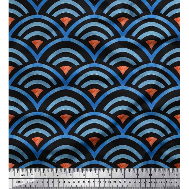 Soimoi Modal Satin Fabric Scales Geometric Decor Fabric Printed Yard 42 Inch Wide