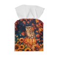 thumbnail image 2 of FUIALDOLG Stylish Tissue Box Holder Fall Sunflower Owl Square Tissue Cube Cover PU Leather Facial Organizer for Bathroom, Tabletop, Car, Night Stands, Office, Home, Kitchen, 5.1''X5.1''X5.5'', 2 of 7