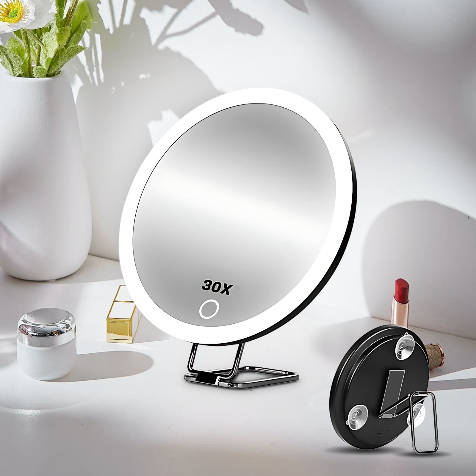 Clearance! Under$5 Magnifying Mirror with Light, Large 6'' Magnifying  Makeup Mirror with Light 30x, Travel Mirror, 3 Suction Cup \u0026 Adjustable  Stand B - Walmart.com, image size:1600x1600