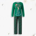 thumbnail image 3 of Traje de diario casual con patrón de árbol de Navidad de cuello redondo familiar Traje de pantalón largo verde FLhrweasw Para estrenar, 3 of 7
