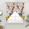 thumbnail image 2 of Swag Valance Curtains for Windows, Cute Pig Light Filtering Kitchen Curtains with Rod Pocket, Yellow Sunflowers Beige Wooden Vintage Art Window Treatment Valances for Living Room, 36x36 - 2 PCS, 2 of 9