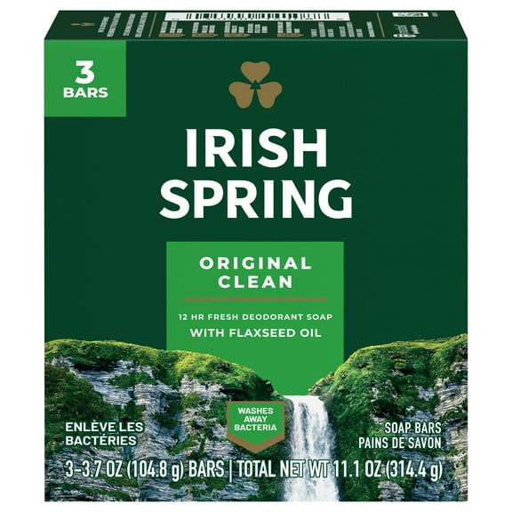 Irish Spring Deodorant Bar Soap, Original, 3.75 Oz Bars, 3 Ea (1 Pack)