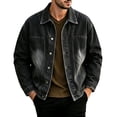 thumbnail image 2 of LYSMORA 2026 Men's Lapel Gradient Washed Denim Trucker Jacket, Chest Patch Pockets Oversized Loose Fit Casual Outer Shacket, 2 of 8