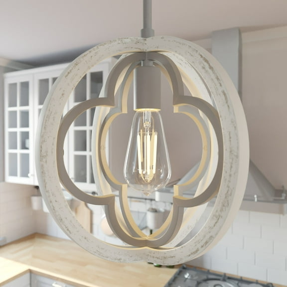 Open Box Hunter Fan Company Gablecrest 12" Rustic Concrete Light Pendant, White