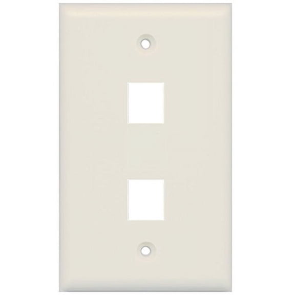 RiteAV Blank Wall Plate for Keystone Jacks - Light Almond 1 Gang 2 Port