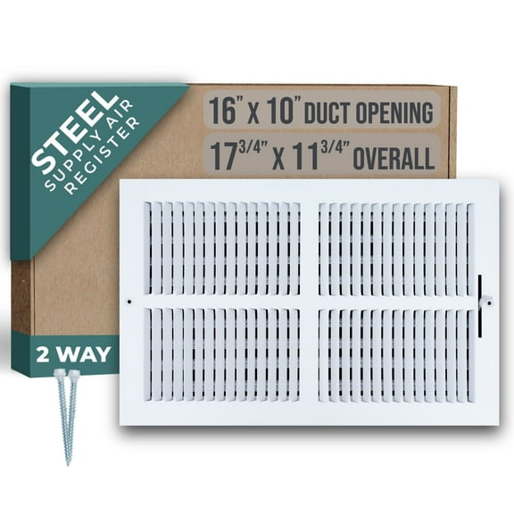 Fits 16x10 Duct Opening 2 WAY Steel Air Supply Diffuser by Handua | Register Vent Cover Grill for Sidewall and Ceiling | White | Outer Dimensions: 17.75" X 11.75"
