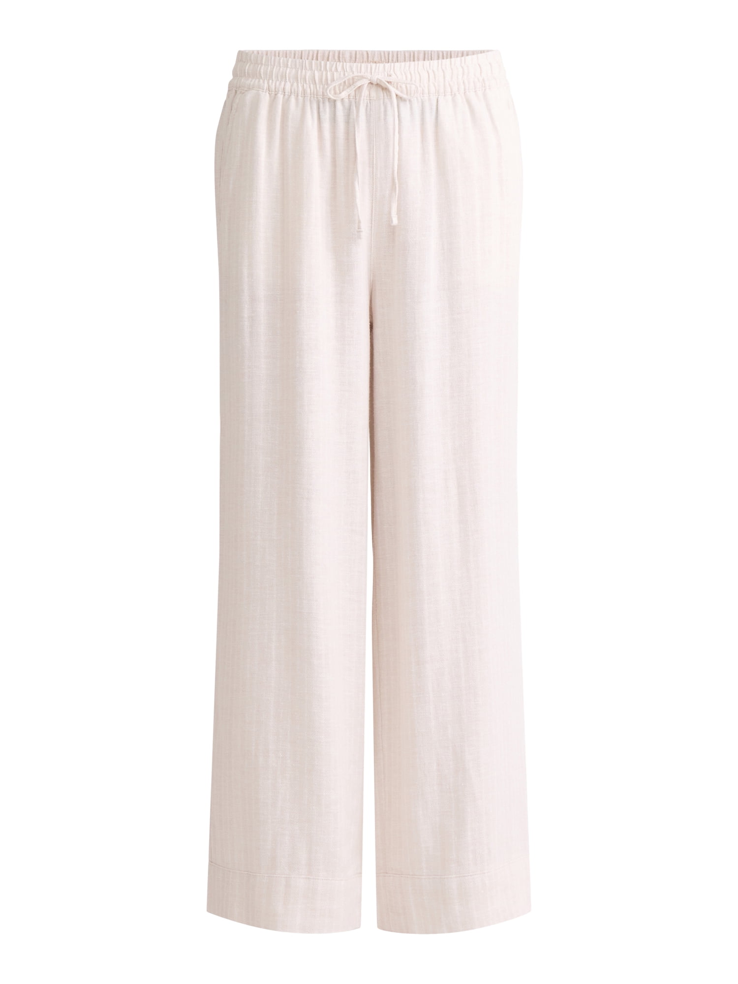 Time and Tru Women's and Women's Plus Wide Leg Linen Blend Pants, 29" Inseam, Sizes XS-4X
