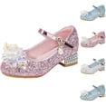 thumbnail image 6 of Ahabrexf Heels for Girls Princess Pearl Bow Dress Shoes Performance Stage Crystal High Heels Kids Party Wedding Shoes, 6 of 7