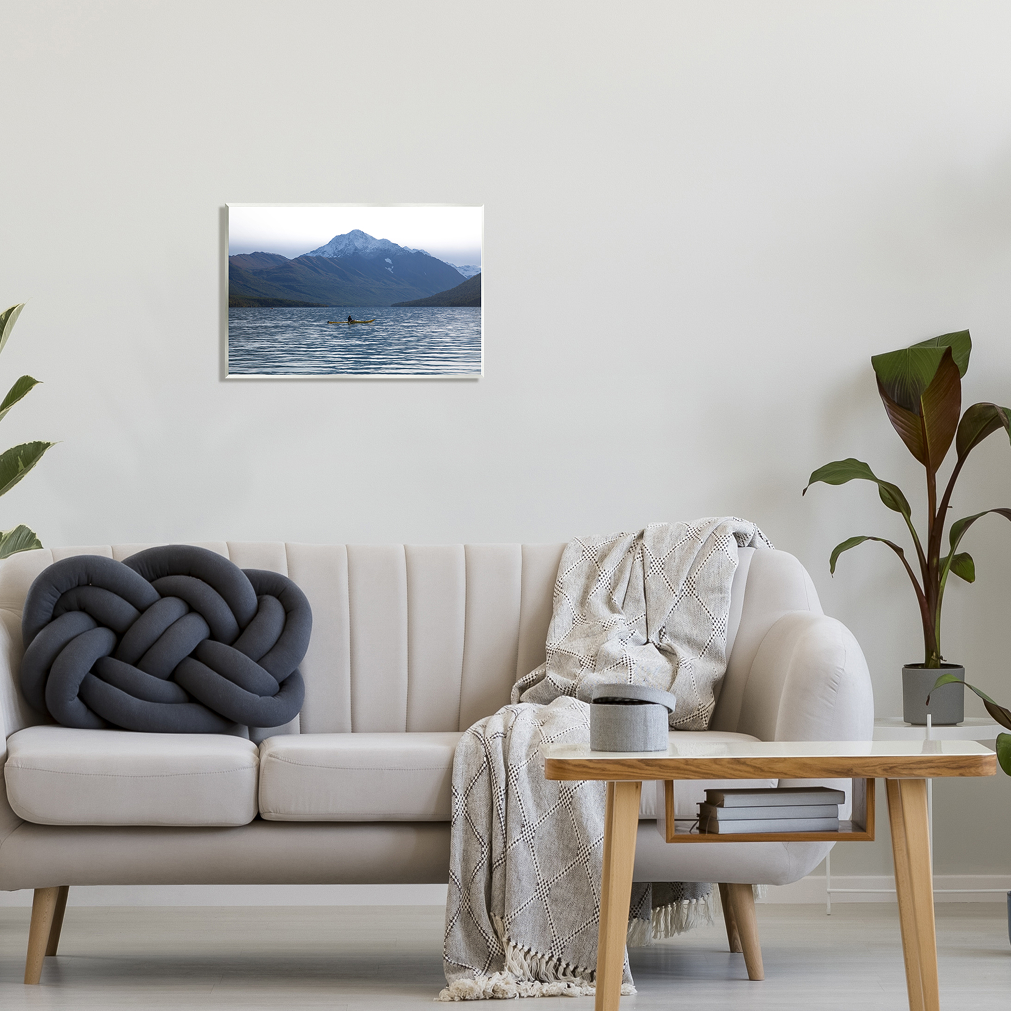 Stupell Industries Canoe & Mountain Lake Landscape Photography Unframed Art Print Wall Art, 19 x 13