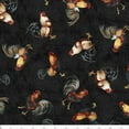 thumbnail image 3 of Wilmington Prints Garden Gate Roosters Chicken , Fabric by The Yard (Black), 3 of 7