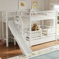 thumbnail image 4 of Harper & Bright Designs Twin Over Twin Bunk Bed with Slide and Storage Staircase, Twin Size Solid Pine Wood Bunk Bed Frame with Drawers and Guardrail, White, 4 of 12