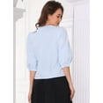 thumbnail image 3 of DARING DIVA Women's Puff Sleeve Crew Neck Casual Blouse Top XS Blue, 3 of 6