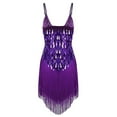 thumbnail image 5 of JanJean Women's Sequin Fringe Tassel Latin Dance Dress Tango Rumba Samba Costumes Ballroom Dancewear Purple One_Size, 5 of 7