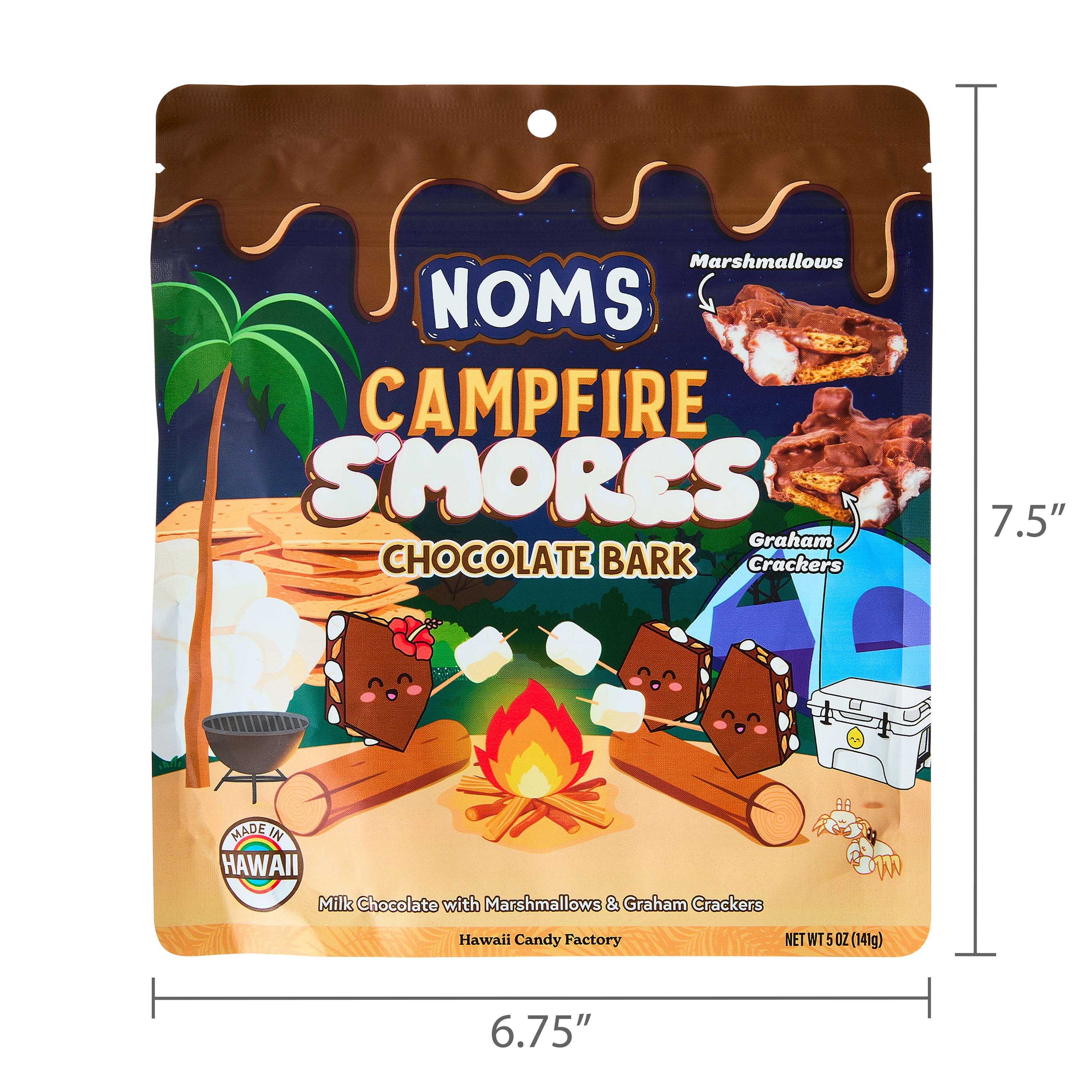 NOMS Campfire Smores, Chocolate Covered Marshmallow and Graham