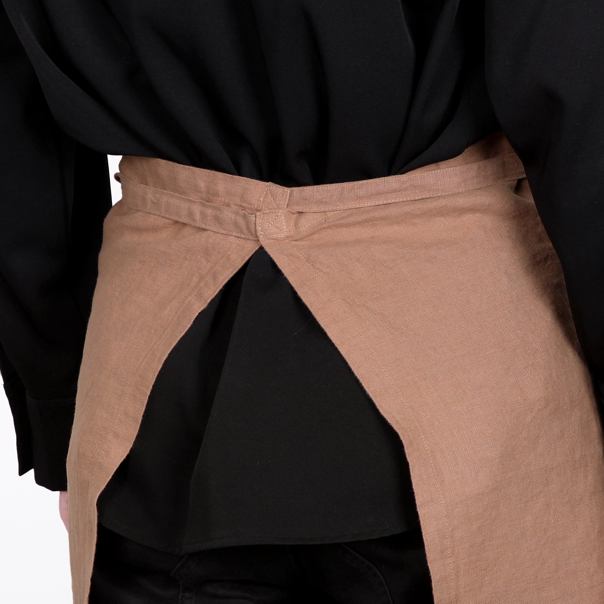 100% Linen Bistro Apron with Pockets 25x35 inch - Unisex Half Apron - Macchiato