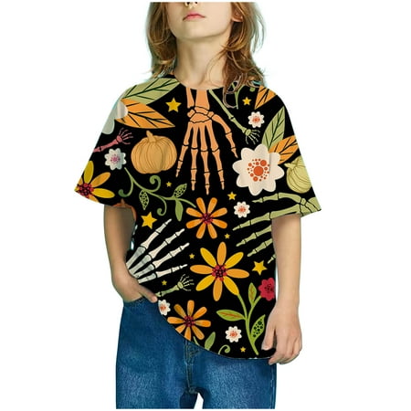

Tejiojio Girls and Toddlers Soft Cotton Clearance Girls Short Sleeve Gradient Print Tops Child Crewneck Summer Casual Loose Tshirt