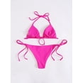 thumbnail image 2 of Traje de baño para mujer, conjunto de bikini triangular, con lazo lateral, ropa de playa Rosado sólido CH Rosado sólido CH Xishao ropa, 2 of 2