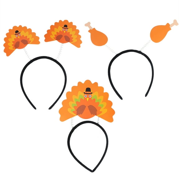 Raindrops Thanksgiving Day Turkey Headband for Decor with Cloth Material Assorted Color Lightweight and Comfortable 3 Pcs