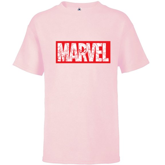 Marvel Logo Comics Red Super Heroes Avengers and More - Short Sleeve T-Shirt for Kids - Customized-Soft Pink