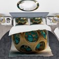 thumbnail image 2 of Designart "Turquoise and Gold Sphere of Infinity II" Abstract Fractal Bedding Covert Set - Modern Gold Abstract Bed Set With 2 Shams, 2 of 6