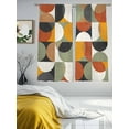 thumbnail image 3 of Mid-Century Modern Sheer Curtains 72 Inches Long 2 Panels Abstract Geometric Semicircle Green Light Filtering Semi Sheer Window Curtains Drapes for Bedroom Living Room 52"x72"x2, 3 of 7