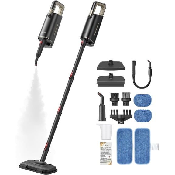 DREAME Steam Mop Cleaner, 13-in-1 Detachable Handheld Steam Cleaner, 15sec Steam-Up, 212℉ Steam Cleaning for Walls,Carpet,Windows, 350ml Water Tank, Lightweight, Black